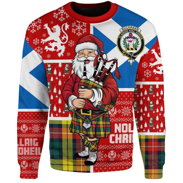 Buchanan Modern Clan Badge Tartan Sweatshirt Scotland Christmas Santa