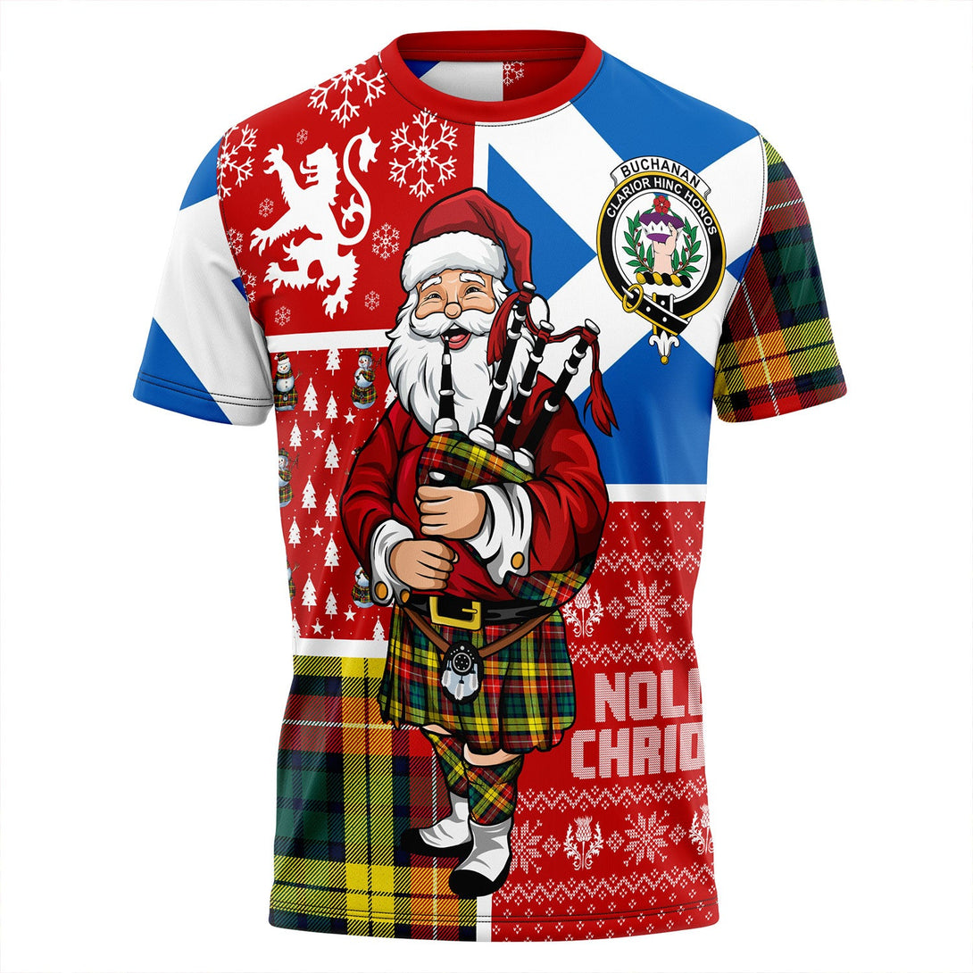 Buchanan Modern Clan Badge Tartan T-Shirt Scotland Christmas Santa