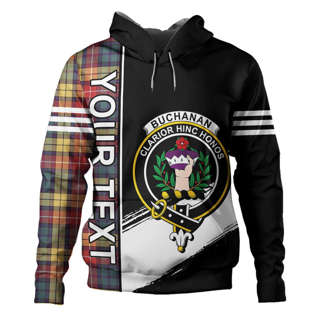 Buchanan Weathered Clan Badge Tartan Hoodie Quarter Style Personalized