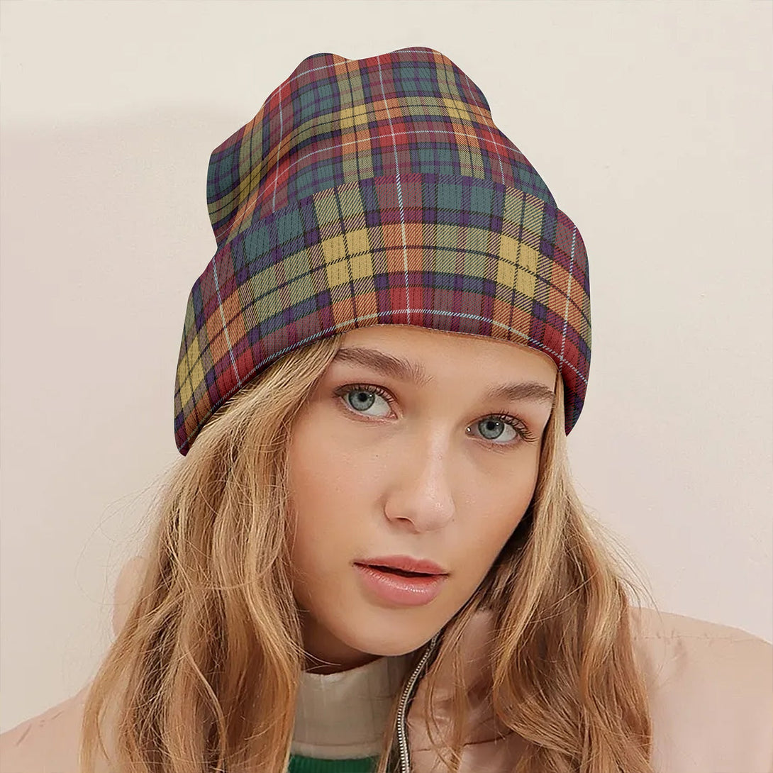 Buchanan Weathered Clan Badge Tartan Knitted Beanie