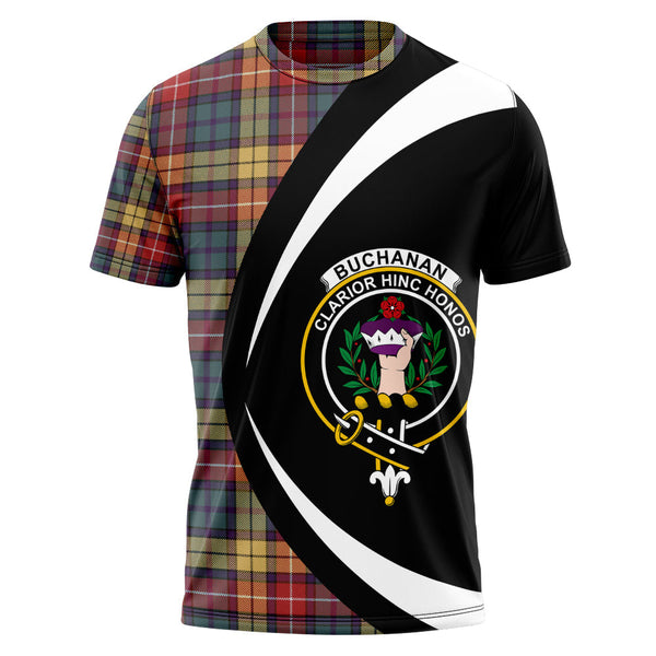 Buchanan Weathered Clan Badge Tartan T-Shirt Circle Style Personalized