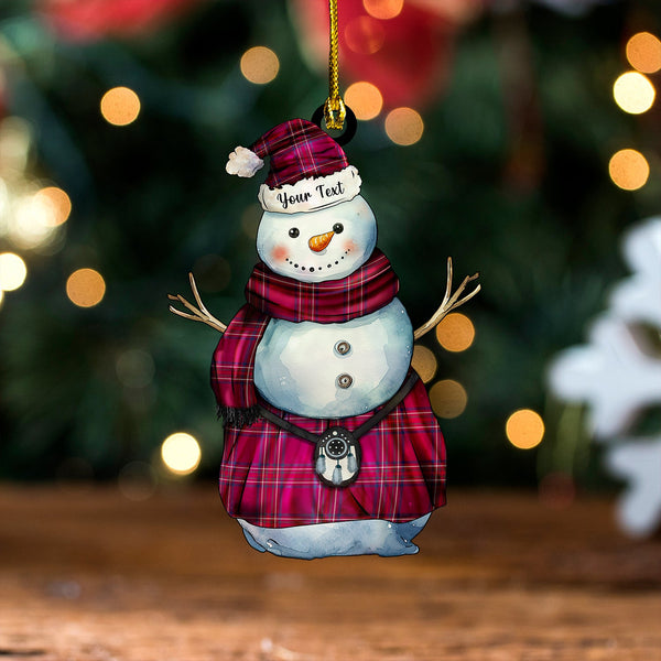 Burnett Hunting Modern Tartan Wood Acrylic Ornament Snowman Warrior Personalized