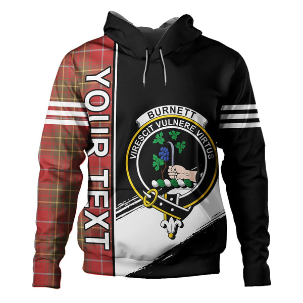 Burnett Weathered Clan Badge Tartan Hoodie Quarter Style Personalized