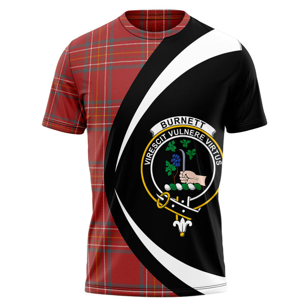 Burnett of Leys Weathered Clan Badge Tartan T-Shirt Circle Style Personalized