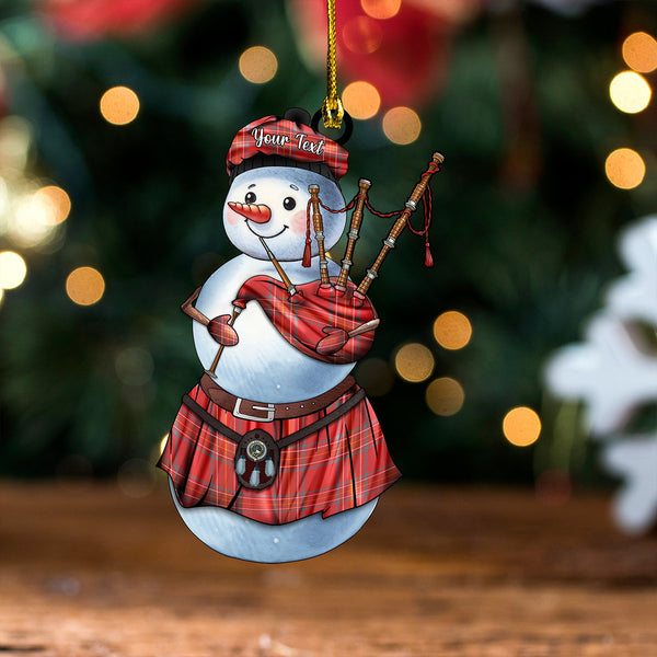 Burnett of Leys Weathered Clan Badge Tartan Wood Acrylic Ornament Snowman Bagpipe Personalized