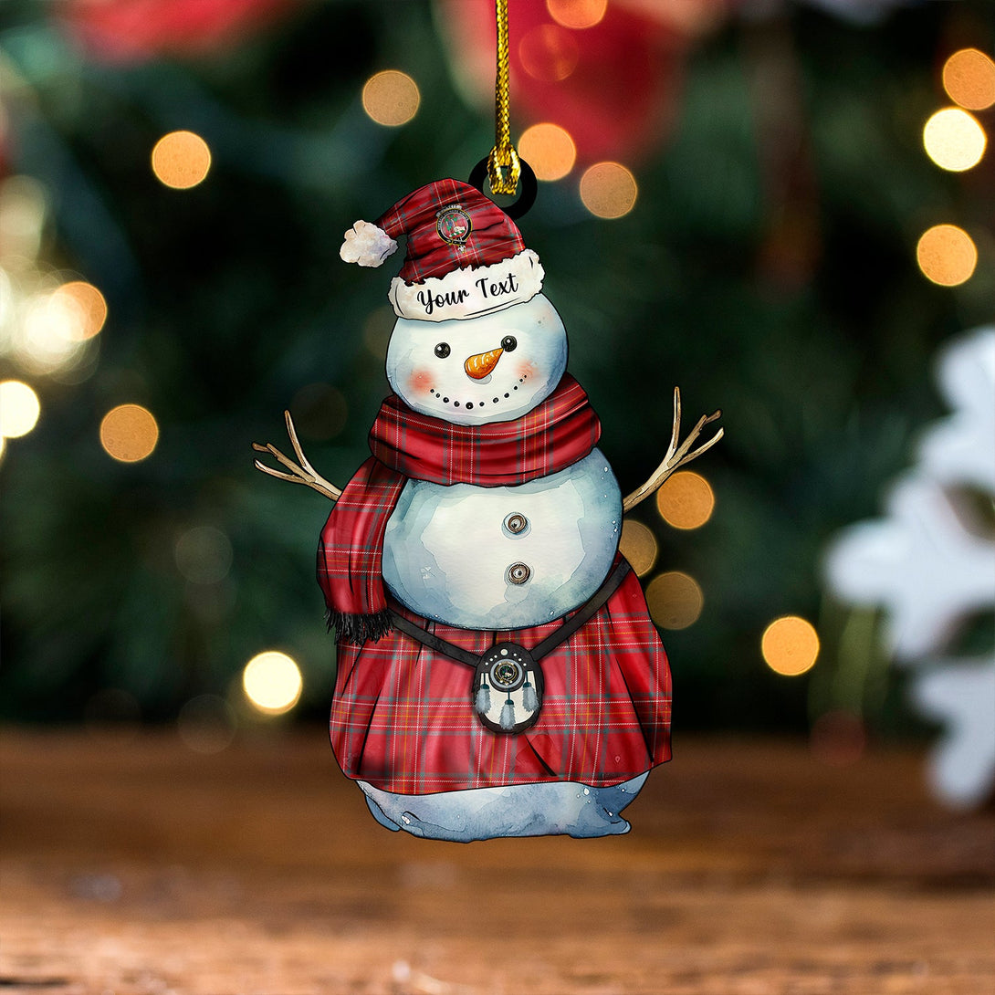 Burnett of Leys Weathered Clan Badge Tartan Wood Acrylic Ornament Snowman Warrior Personalized