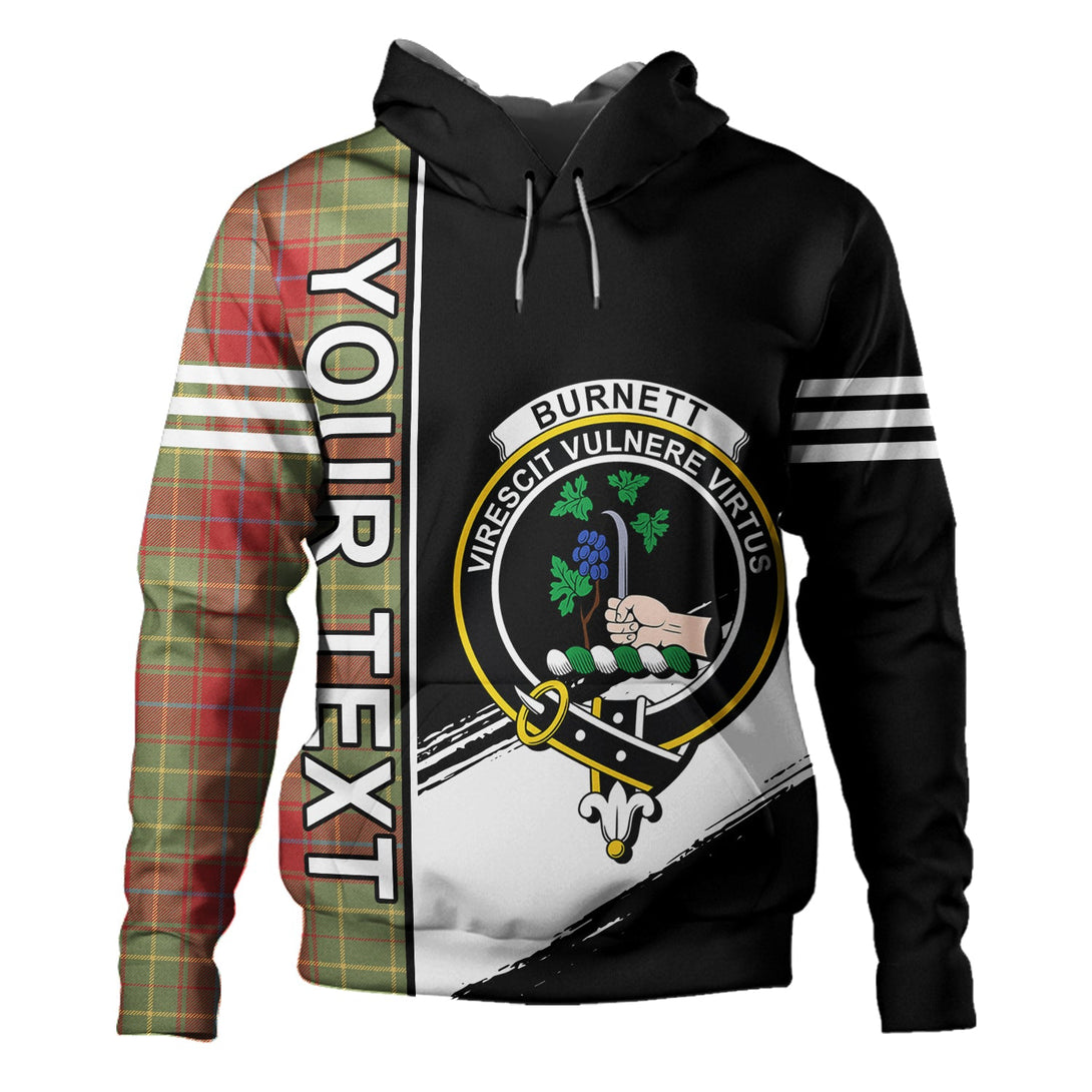 Burnett of Powis Weathered Clan Badge Tartan Hoodie Quarter Style Personalized