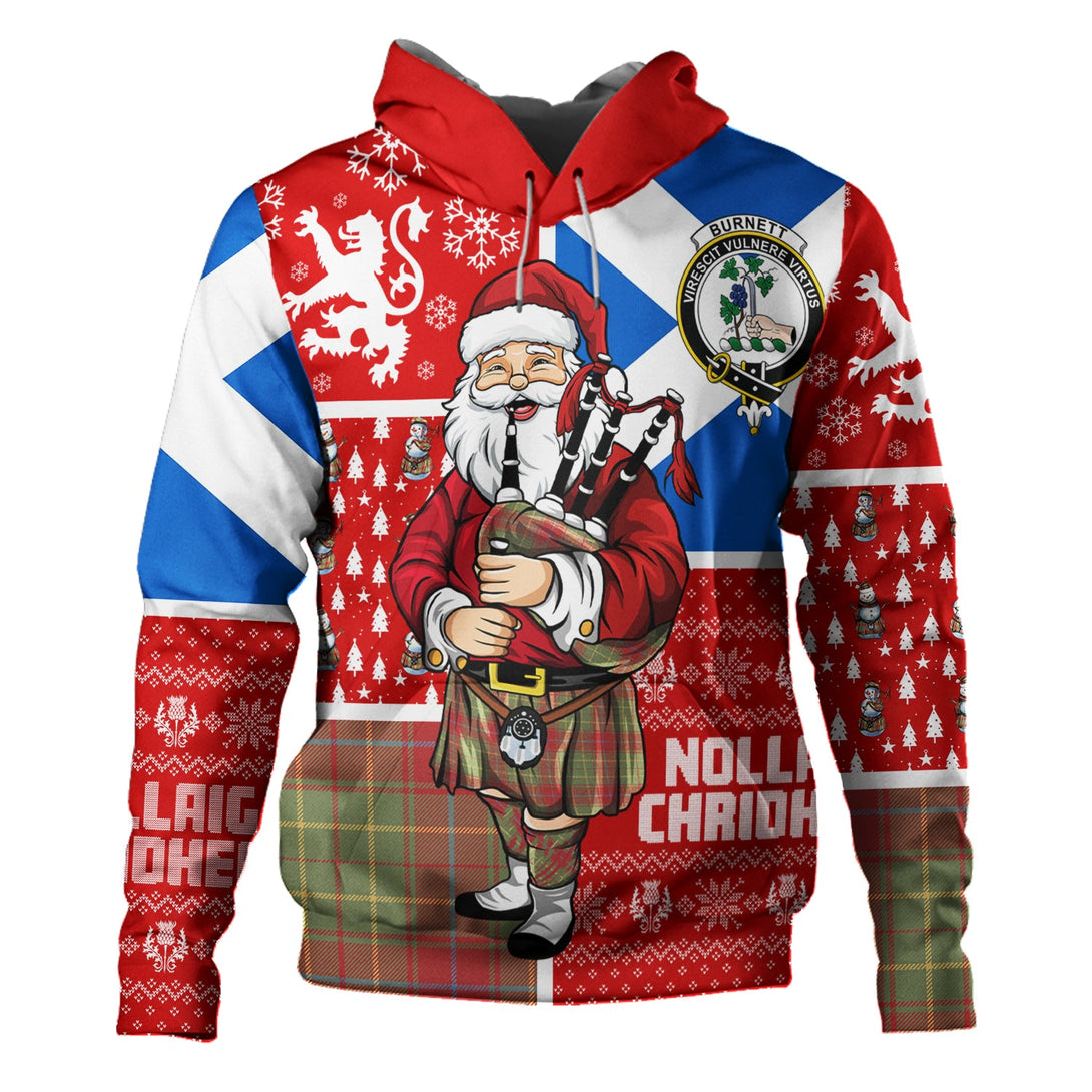 Burnett of Powis Weathered Clan Badge Tartan Hoodie Scotland Christmas Santa