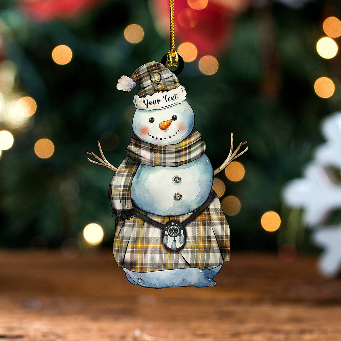 Burns Ancient Clan Badge Tartan Wood Acrylic Ornament Snowman Warrior Personalized