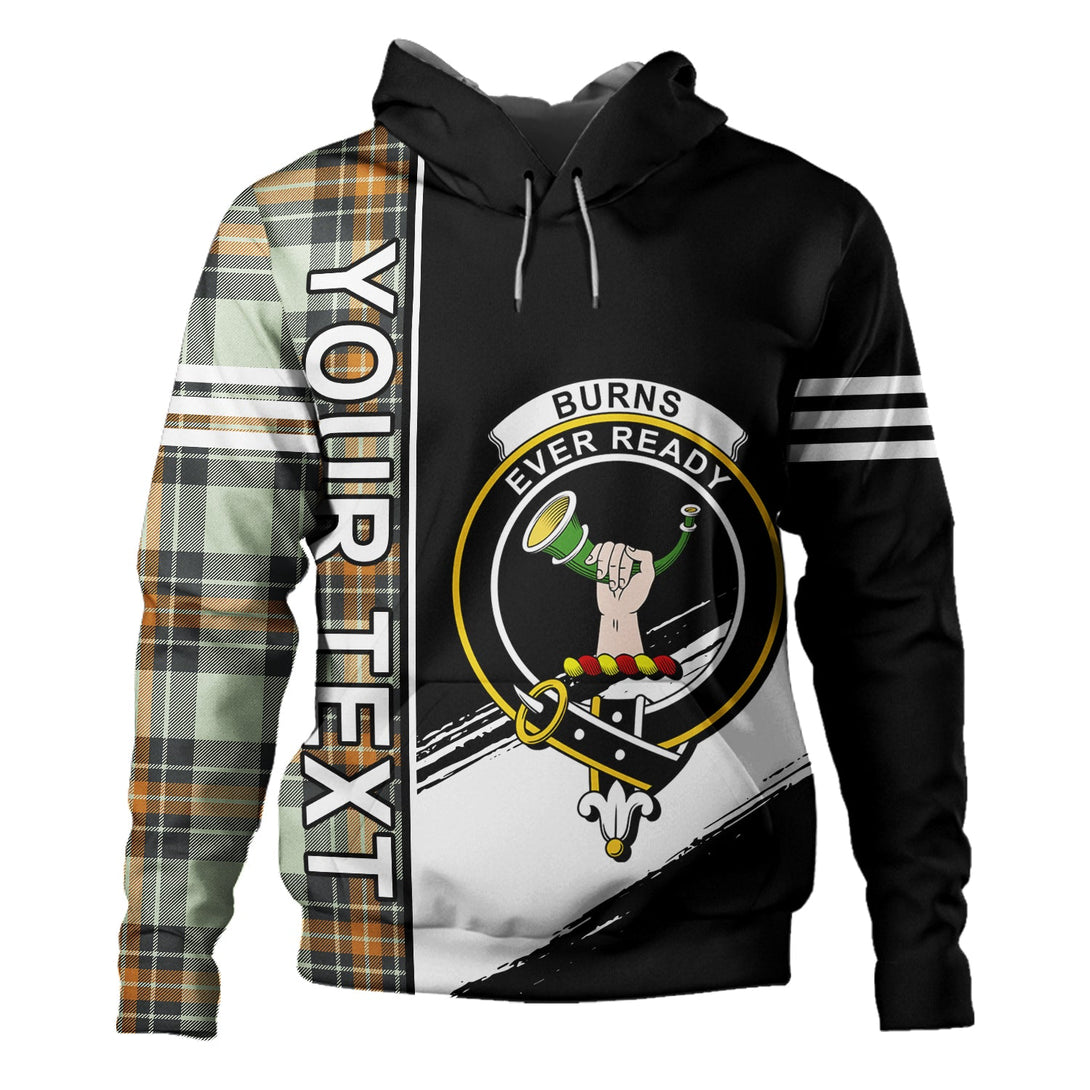 Burns Modern Clan Badge Tartan Hoodie Quarter Style Personalized