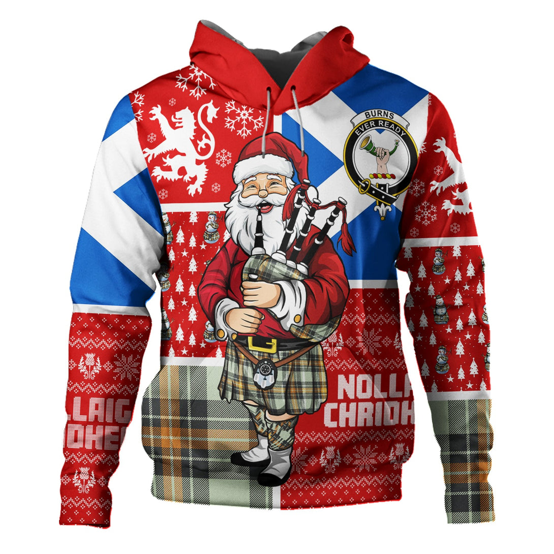 Burns Modern Clan Badge Tartan Hoodie Scotland Christmas Santa