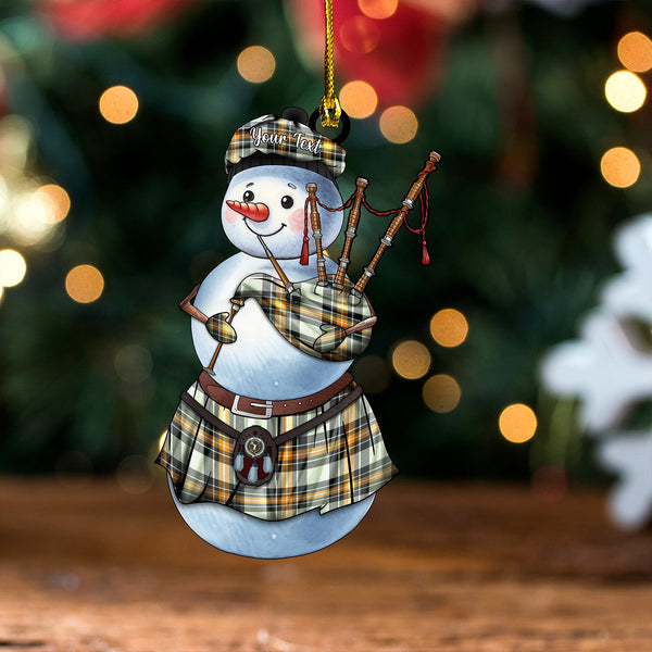 Burns Modern Clan Badge Tartan Wood Acrylic Ornament Snowman Bagpipe Personalized