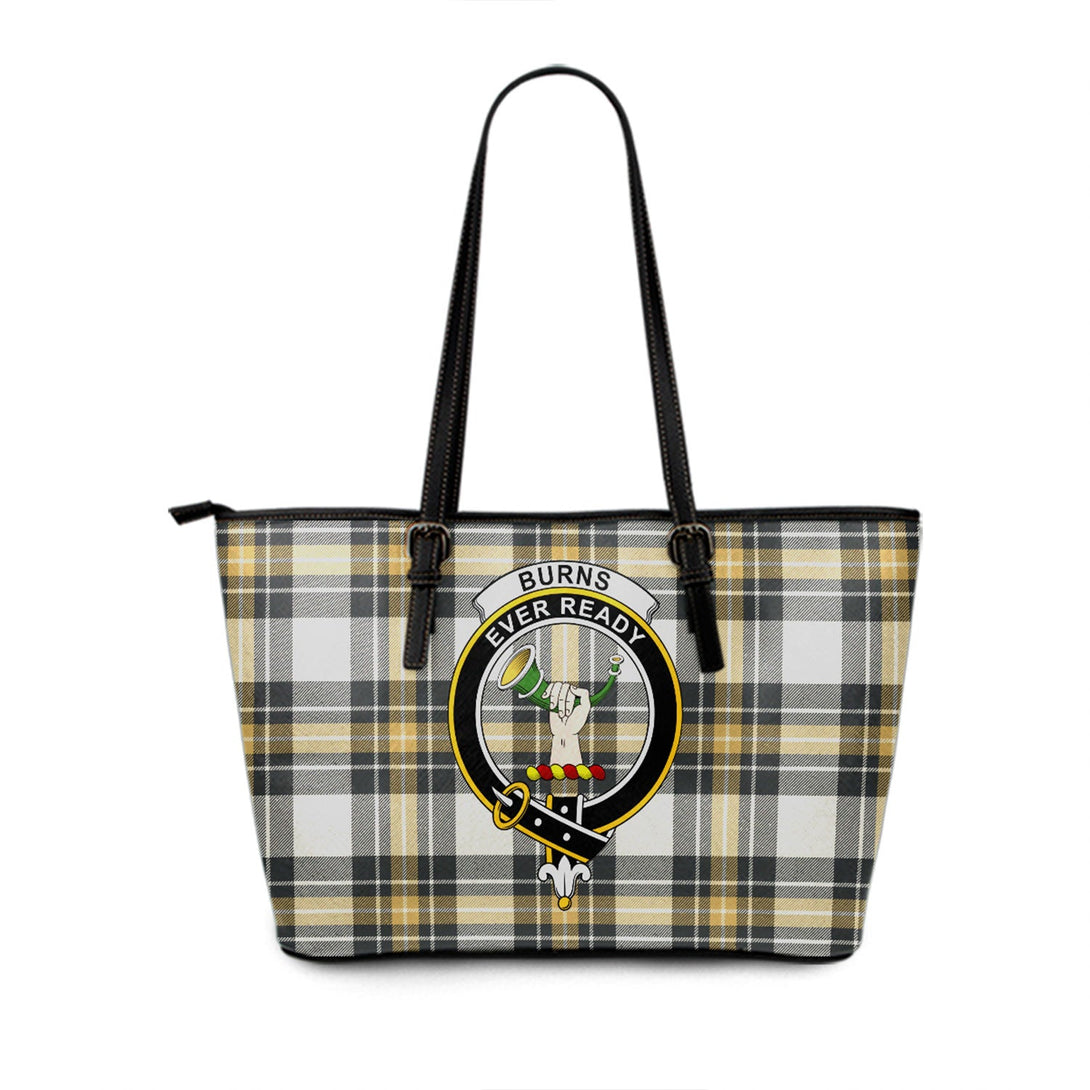 Burns Weathered Clan Badge Tartan Leather Tote Bag