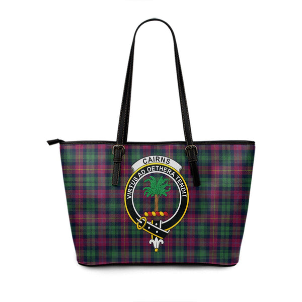 Cairns of Finavon Modern Clan Badge Tartan Leather Tote Bag