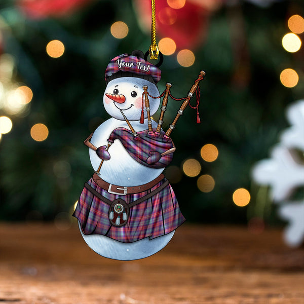 Cairns of Finavon Weathered Clan Badge Tartan Wood Acrylic Ornament Snowman Bagpipe Personalized