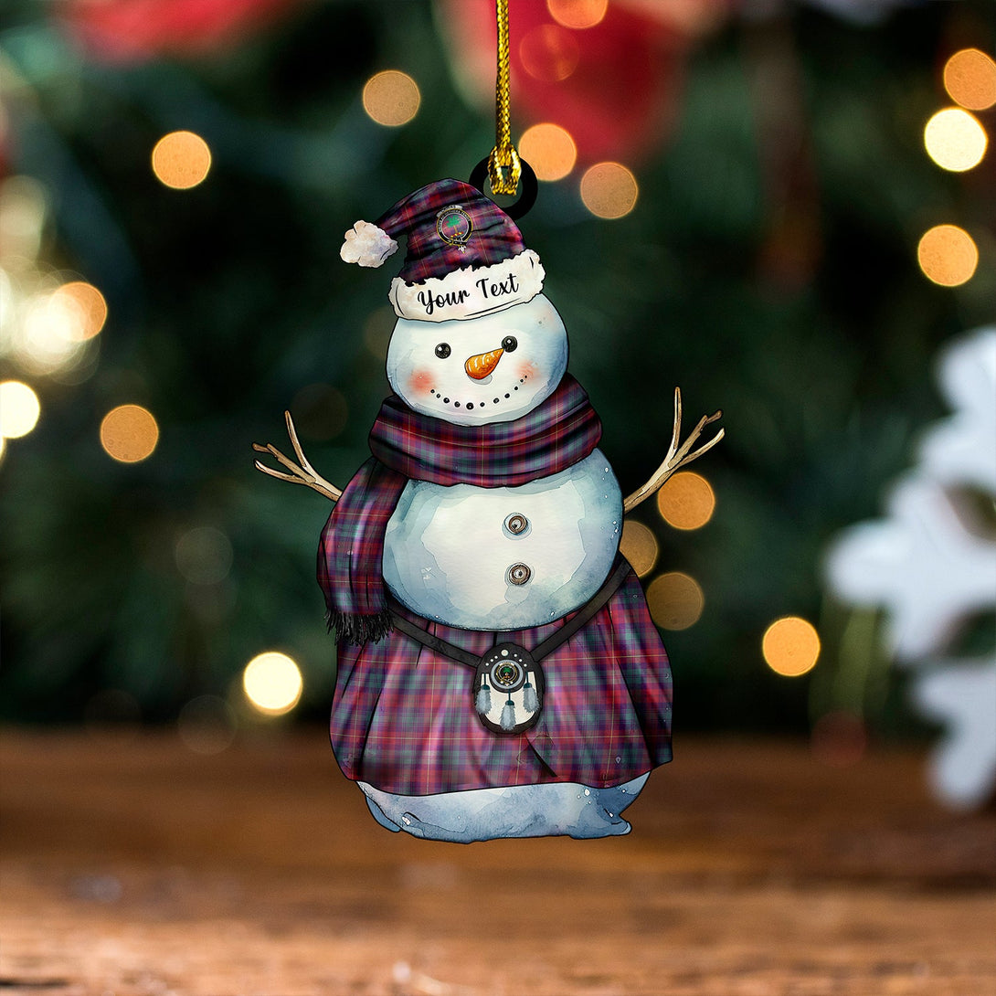 Cairns of Finavon Weathered Clan Badge Tartan Wood Acrylic Ornament Snowman Warrior Personalized