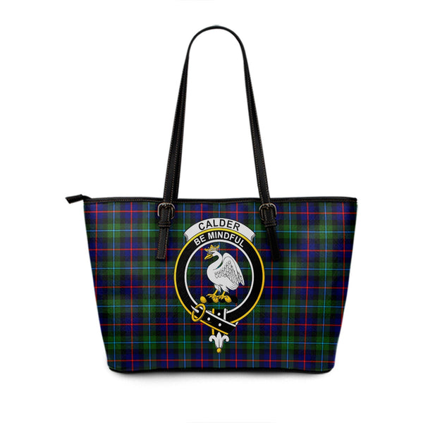 Calder Clan Badge Tartan Leather Tote Bag