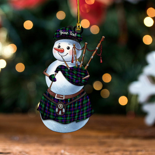 Calder Clan Badge Tartan Wood Acrylic Ornament Snowman Bagpipe Personalized