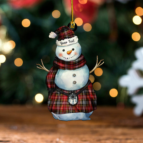 Caledonian Hunting Modern Tartan Wood Acrylic Ornament Snowman Warrior Personalized