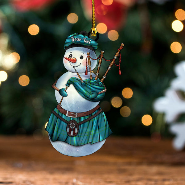 Callaghan Ancient Tartan Wood Acrylic Ornament Snowman Bagpipe Personalized