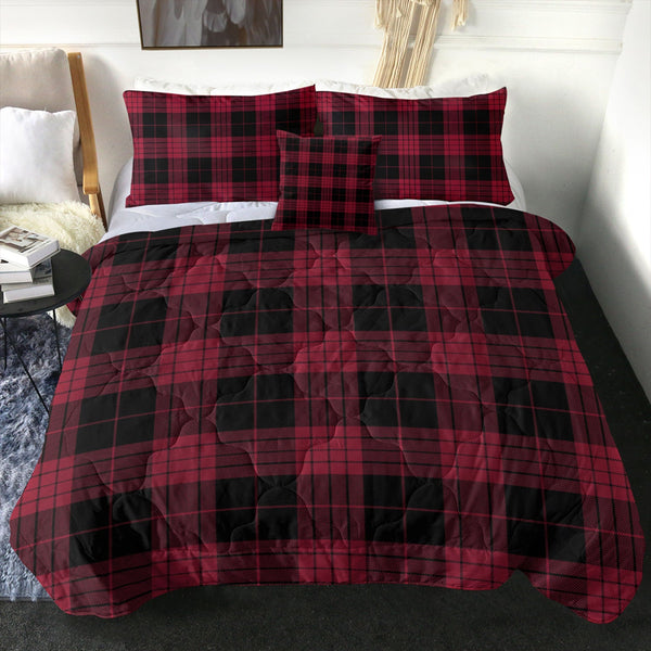 Cameron Black - Red Modern Tartan Comforter