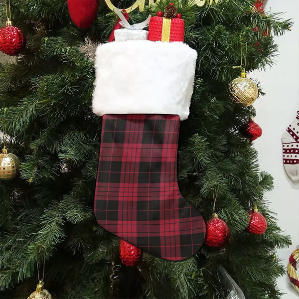 Cameron Black - Red Modern Tartan Christmas Stocking