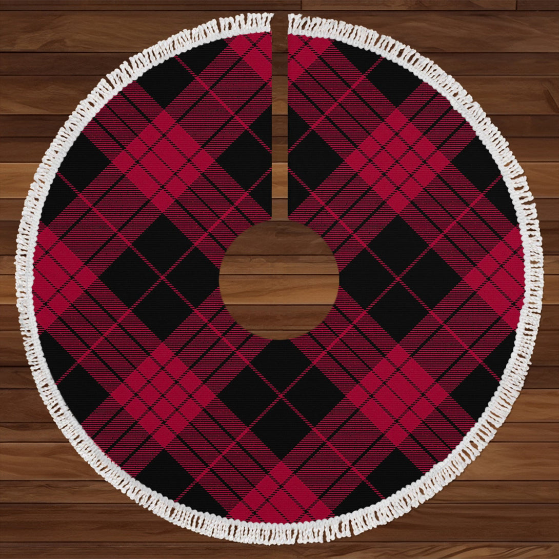 Cameron Black - Red Modern Tartan Christmas Tree Skirt