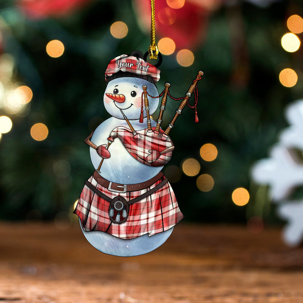 Cameron Hose Weathered Tartan Wood Acrylic Ornament Snowman Bagpipe Personalized