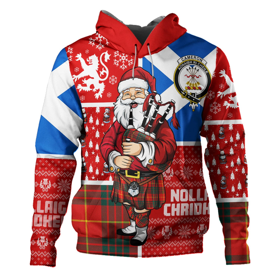 Cameron Modern 2 Clan Badge Tartan Hoodie Scotland Christmas Santa