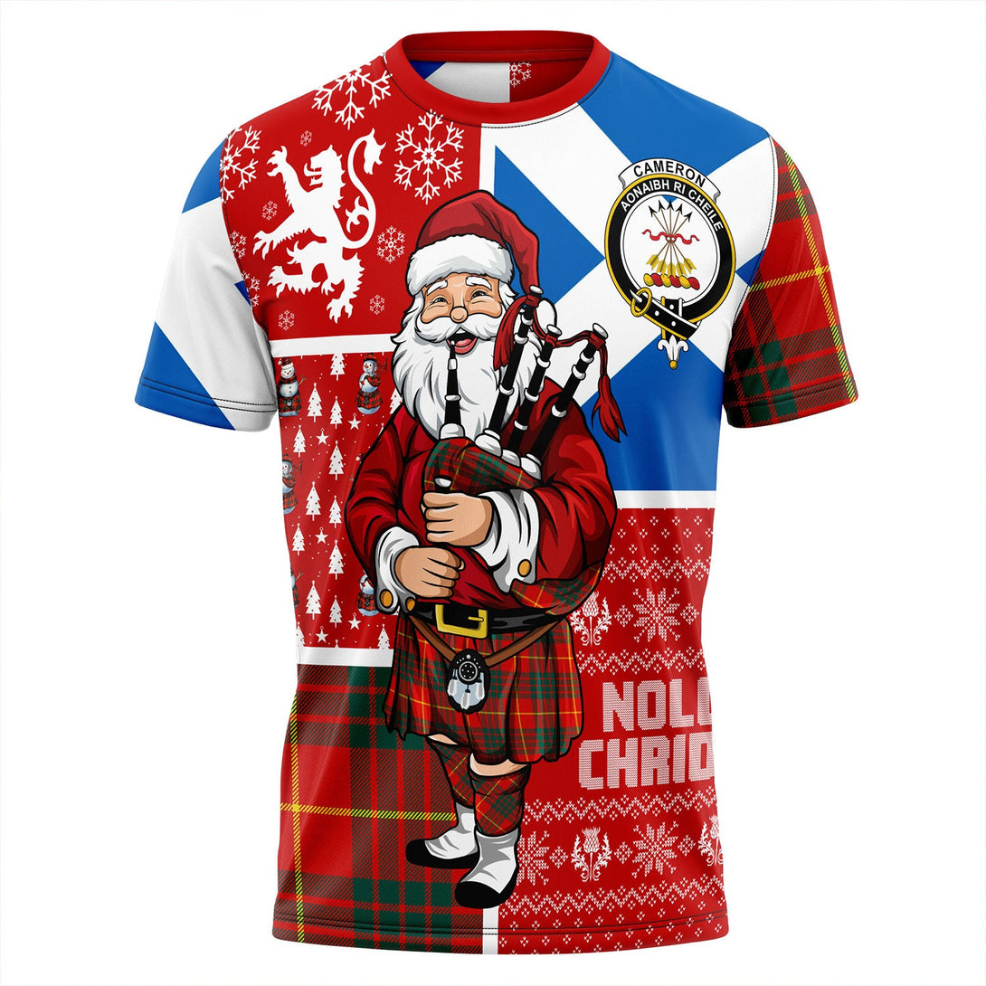 Cameron Modern 2 Clan Badge Tartan T-Shirt Scotland Christmas Santa