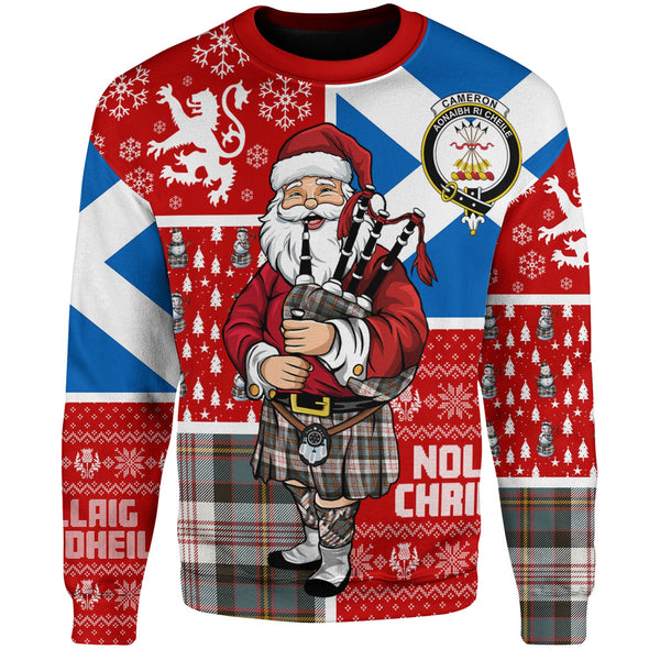 Cameron of Erracht Dress Weathered 2 Clan Badge Tartan Sweatshirt Scotland Christmas Santa