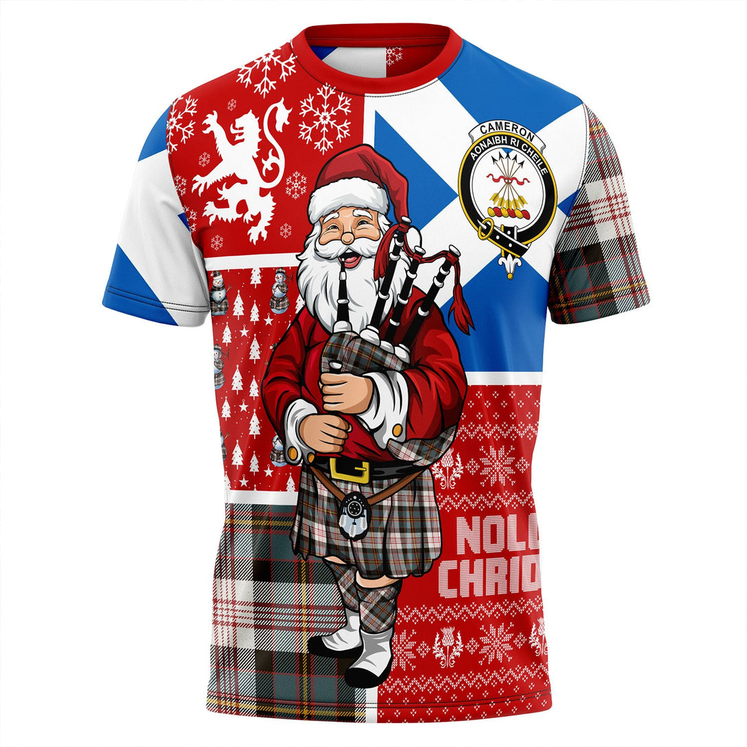 Cameron of Erracht Dress Weathered 2 Clan Badge Tartan T-Shirt Scotland Christmas Santa