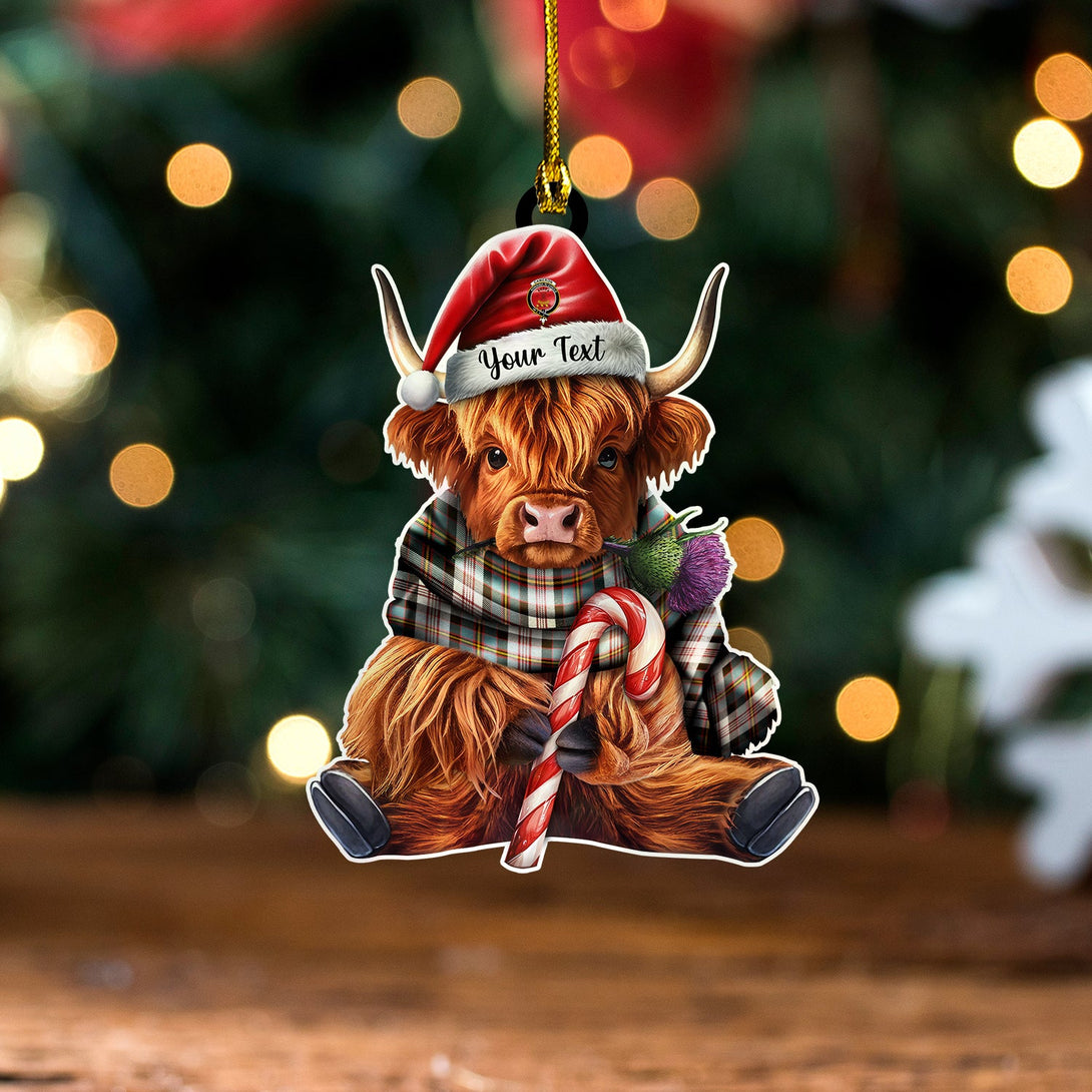 Cameron of Erracht Dress Weathered 2 Clan Badge Tartan Wood Acrylic Ornament Highland Cow And Thistle Personalized