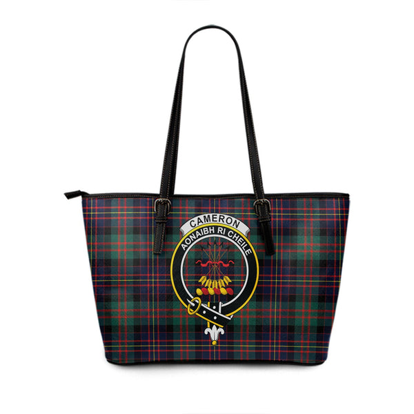 Cameron of Erracht Modern 2 Clan Badge Tartan Leather Tote Bag