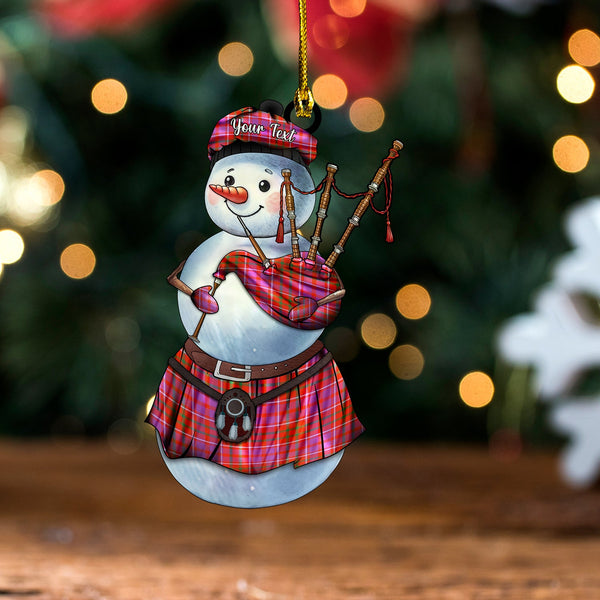 Cameron of Locheil Ancient Tartan Wood Acrylic Ornament Snowman Bagpipe Personalized