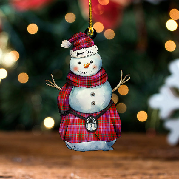 Cameron of Locheil Ancient Tartan Wood Acrylic Ornament Snowman Warrior Personalized