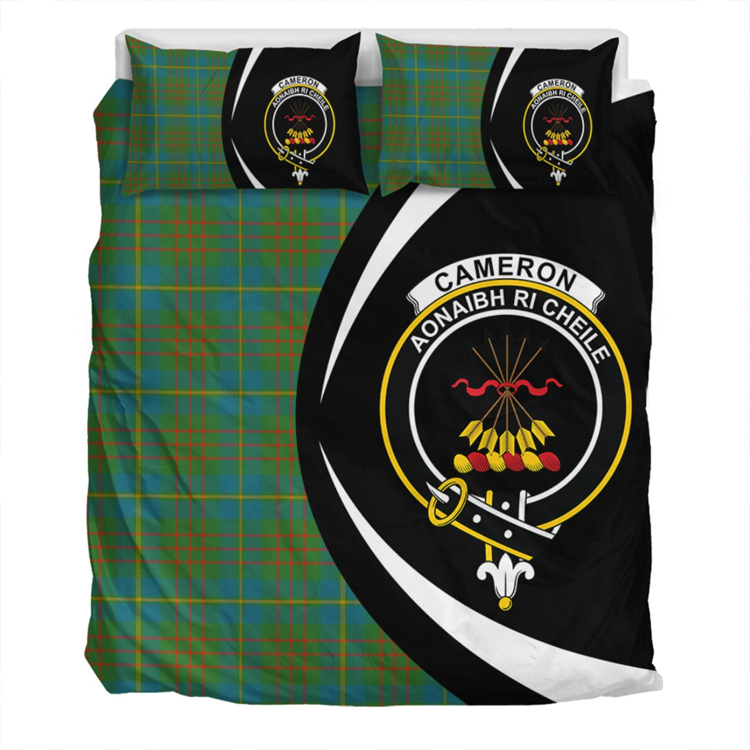 Cameron of Lochiel Hunting Ancient 2 Clan Badge Tartan Bedding Set Circle Style