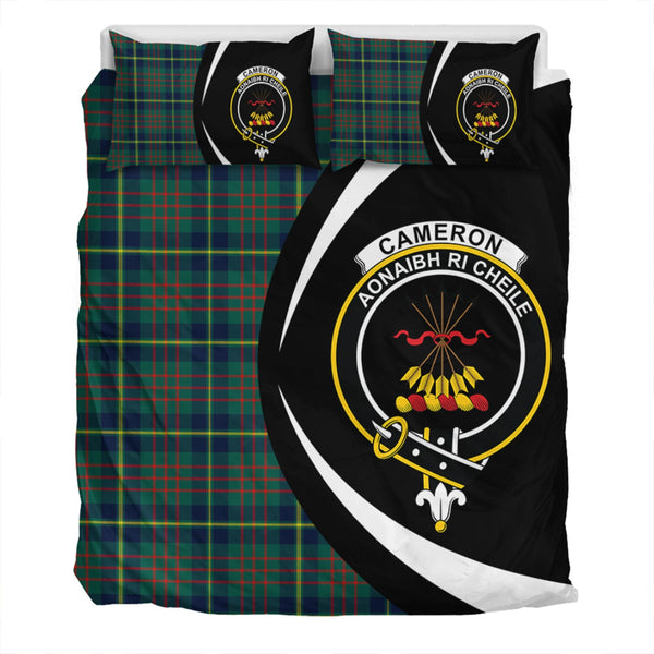 Cameron of Lochiel Hunting Modern 2 Clan Badge Tartan Bedding Set Circle Style