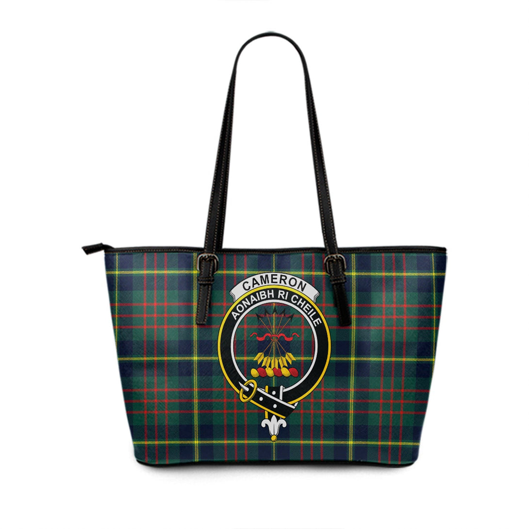 Cameron of Lochiel Hunting Modern 2 Clan Badge Tartan Leather Tote Bag