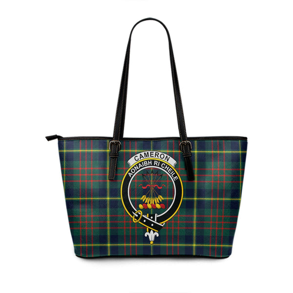 Cameron of Lochiel Hunting Modern 2 Clan Badge Tartan Leather Tote Bag