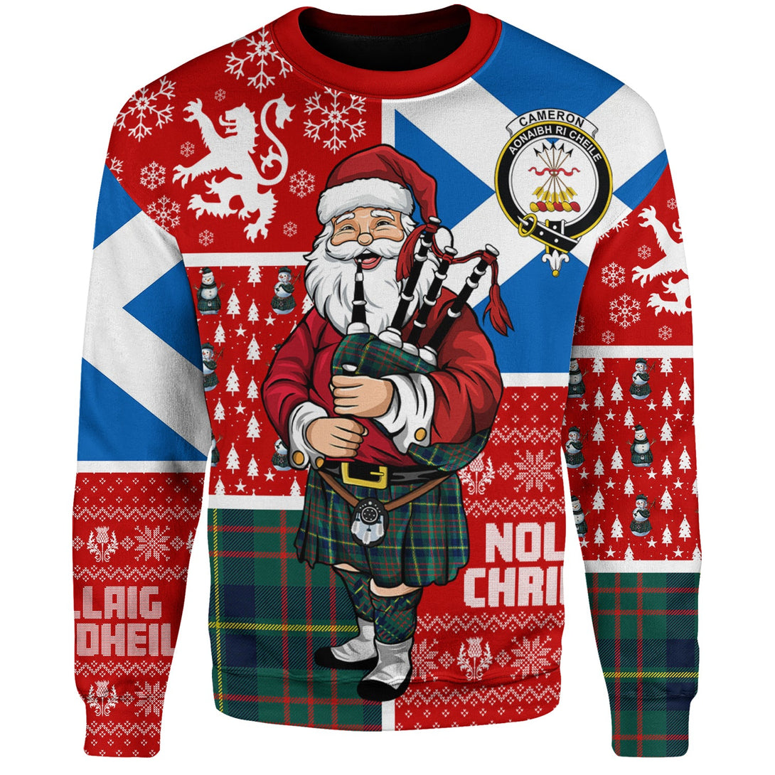 Cameron of Lochiel Hunting Modern 2 Clan Badge Tartan Sweatshirt Scotland Christmas Santa