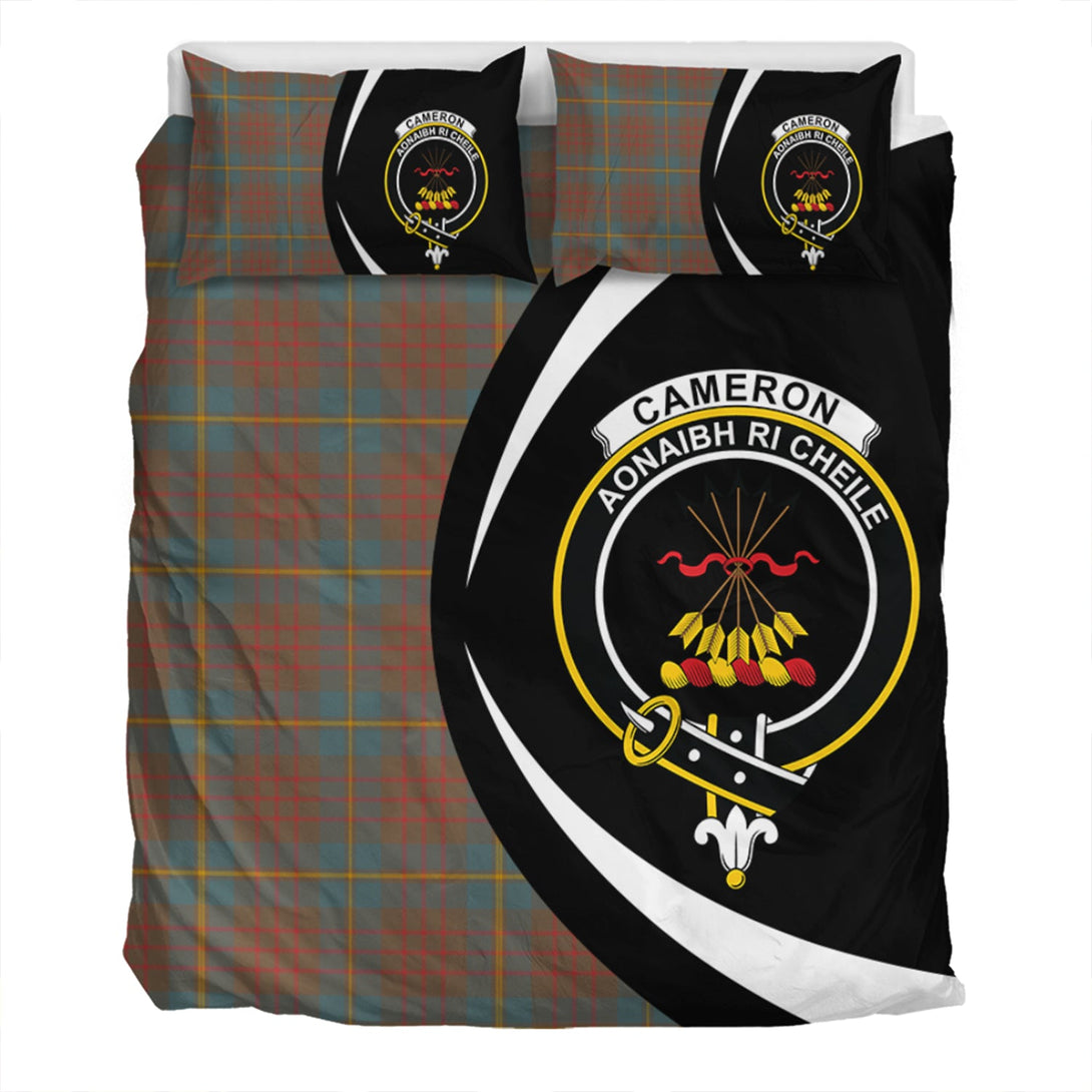 Cameron of Lochiel Hunting Weathered 2 Clan Badge Tartan Bedding Set Circle Style