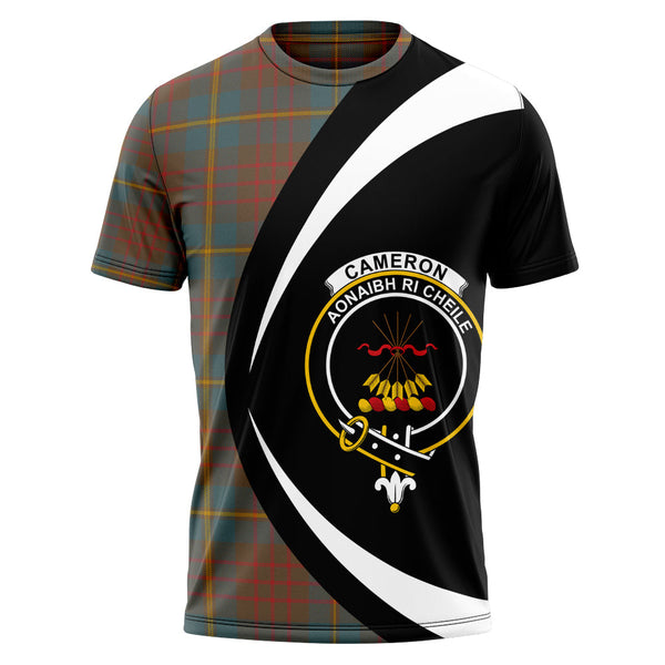 Cameron of Lochiel Hunting Weathered 2 Clan Badge Tartan T-Shirt Circle Style Personalized