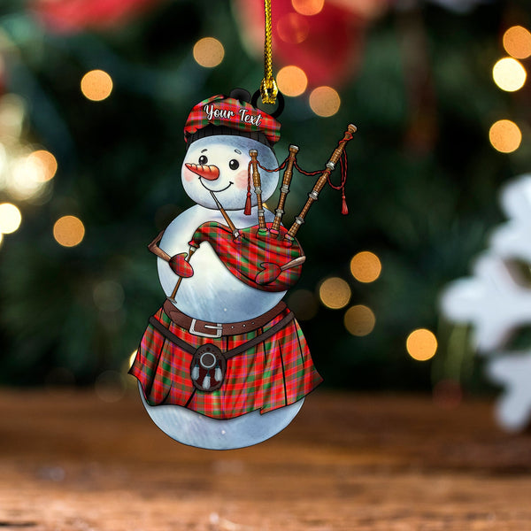 Cameron of Lochiel 2 Modern Tartan Wood Acrylic Ornament Snowman Bagpipe Personalized