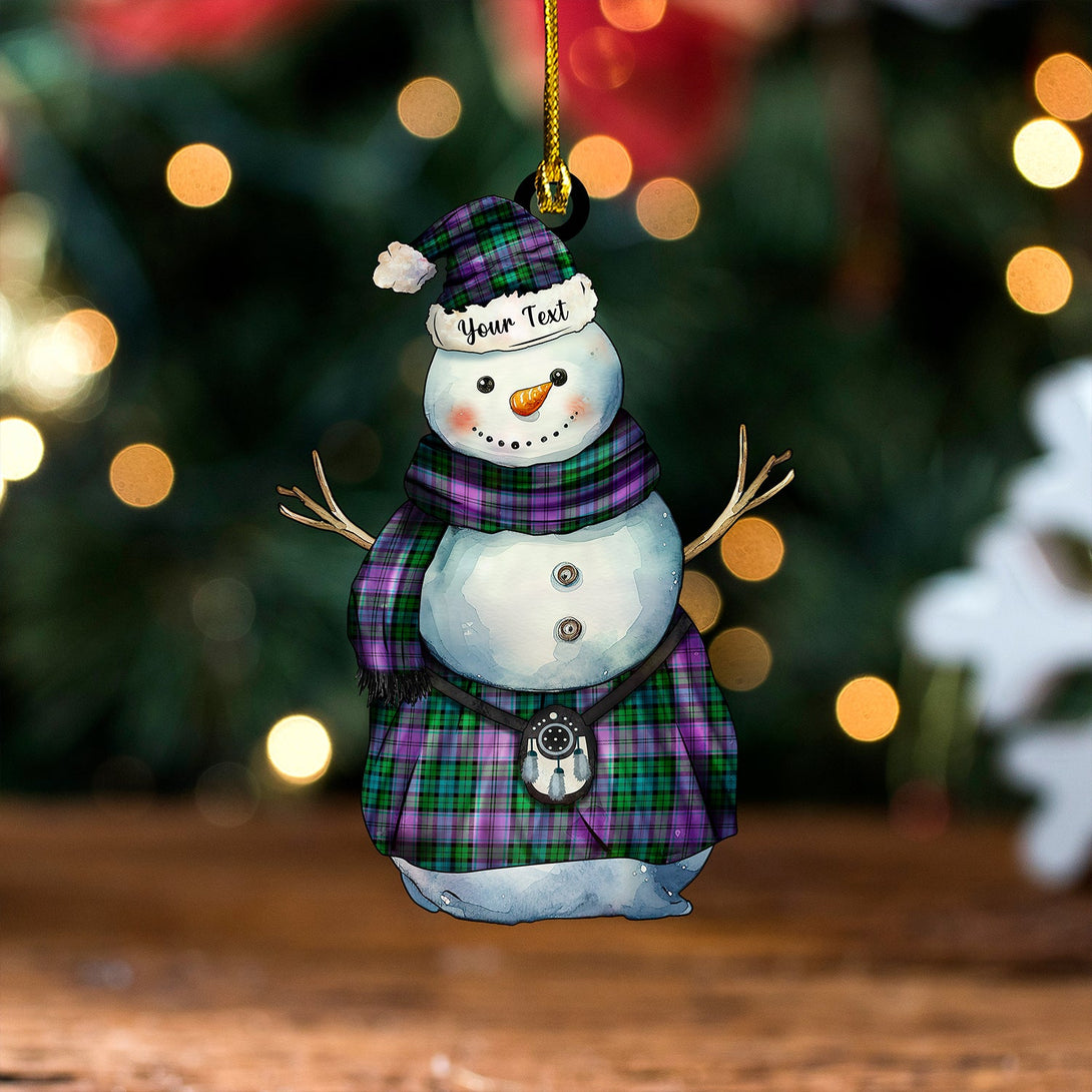 Campbell 42nd Dress Balhousie Ancient Tartan Wood Acrylic Ornament Snowman Warrior Personalized