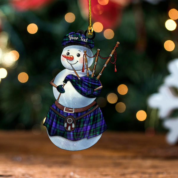 Campbell 42nd Dress Balhousie Modern Tartan Wood Acrylic Ornament Snowman Bagpipe Personalized