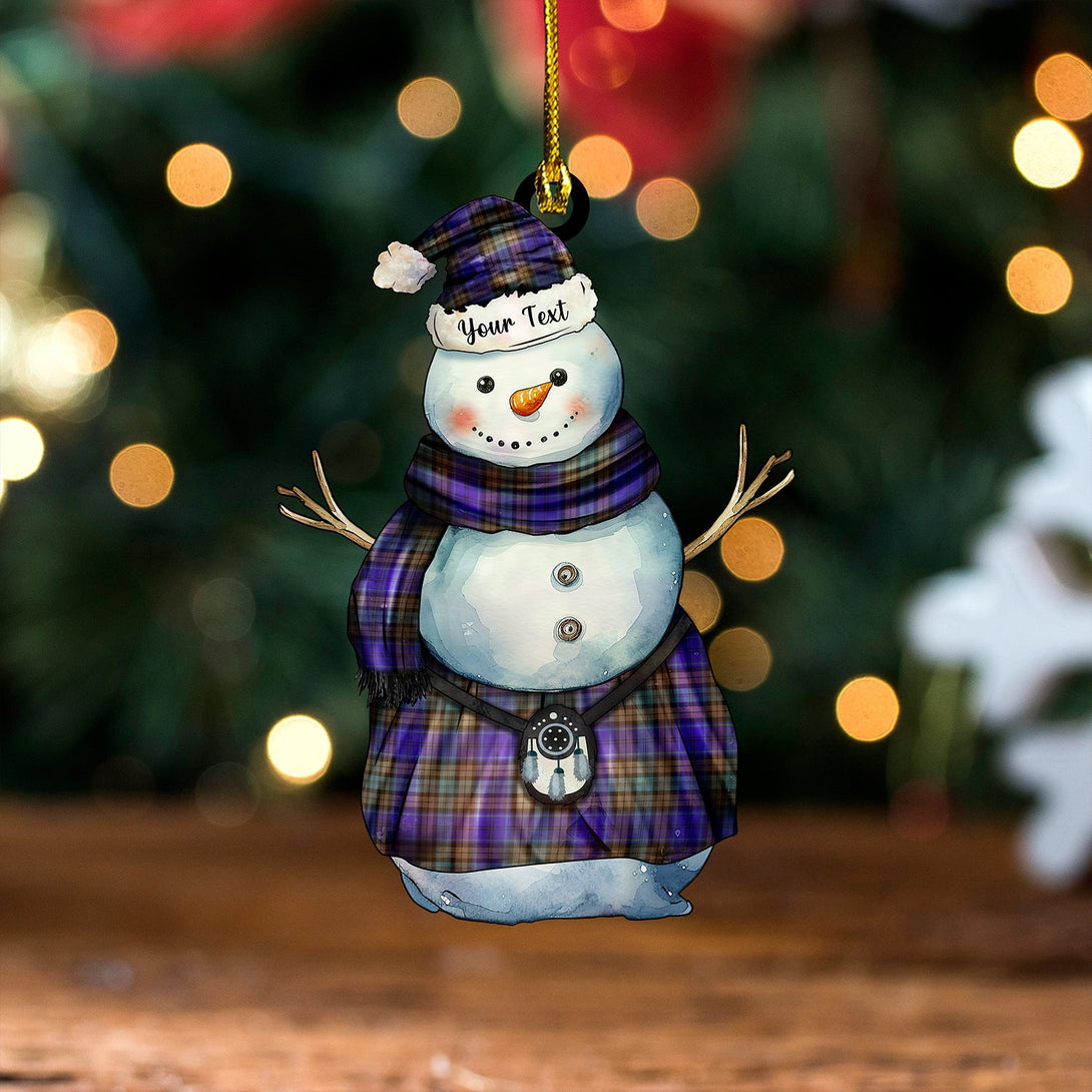 Campbell 42nd Dress Balhousie Weathered Tartan Wood Acrylic Ornament Snowman Warrior Personalized