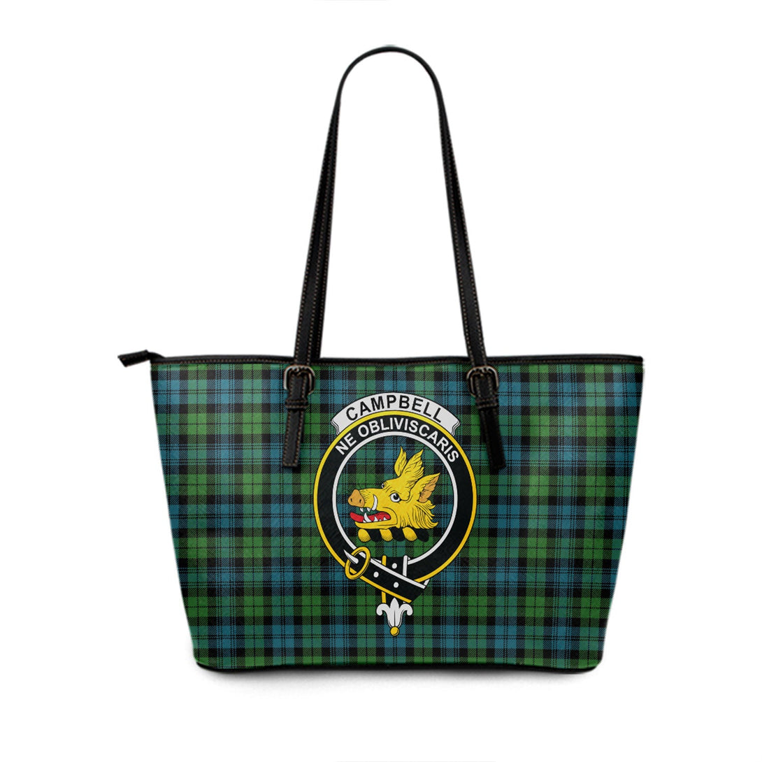 Campbell Ancient 2 Clan Badge Tartan Leather Tote Bag