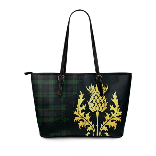 Campbell Modern 2 Tartan Leather Tote Bag Thistle Oldest Style