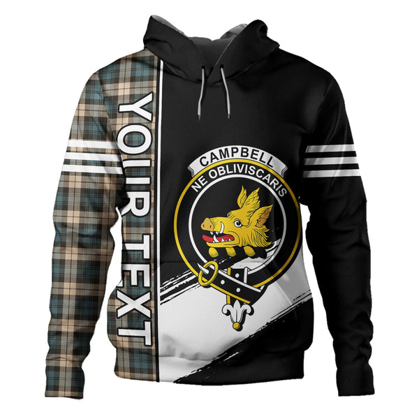 Campbell Weathered 2 Clan Badge Tartan Hoodie Quarter Style Personalized